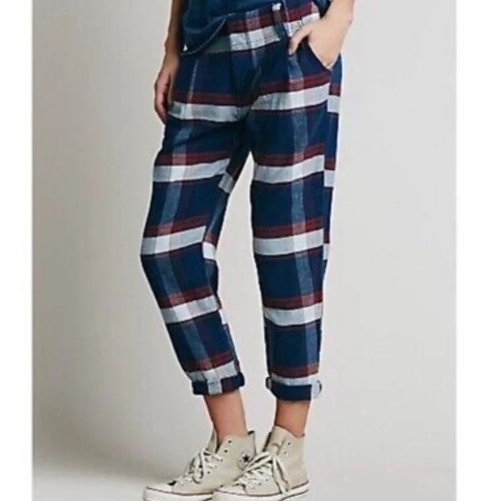 Free People - Low Rise Plaid Slacks - Picture 1 of 4